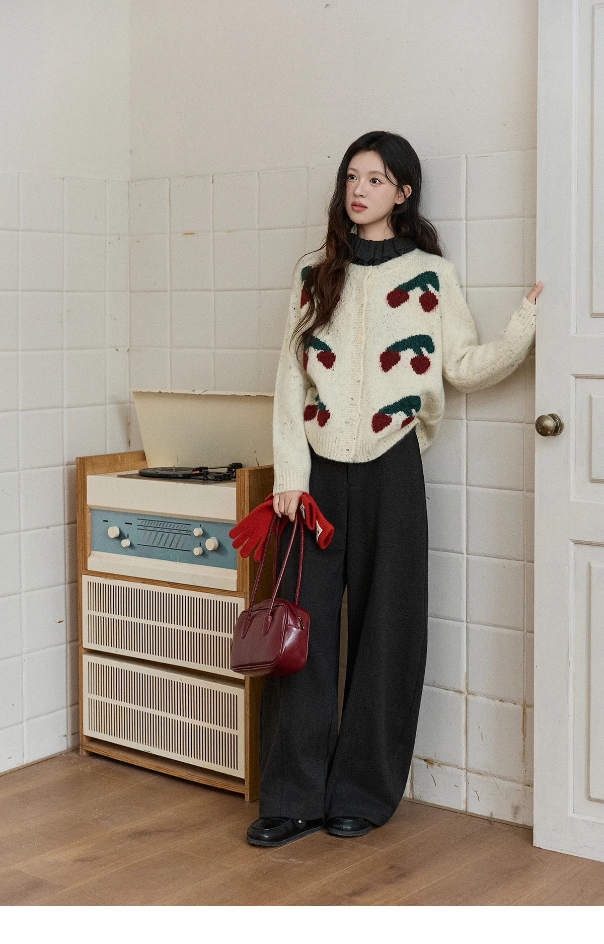 MISHOW High Waist Wide Leg Pants for Women 2025 Winter Casual Loose Thick Fleece Warm Knit Pants Straight Trousers MXE92K1127