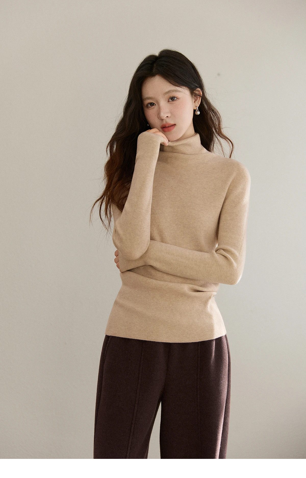 MISHOW High Waist Wide Leg Pants for Women 2025 Winter Casual Loose Thick Fleece Warm Knit Pants Straight Trousers MXE92K1127