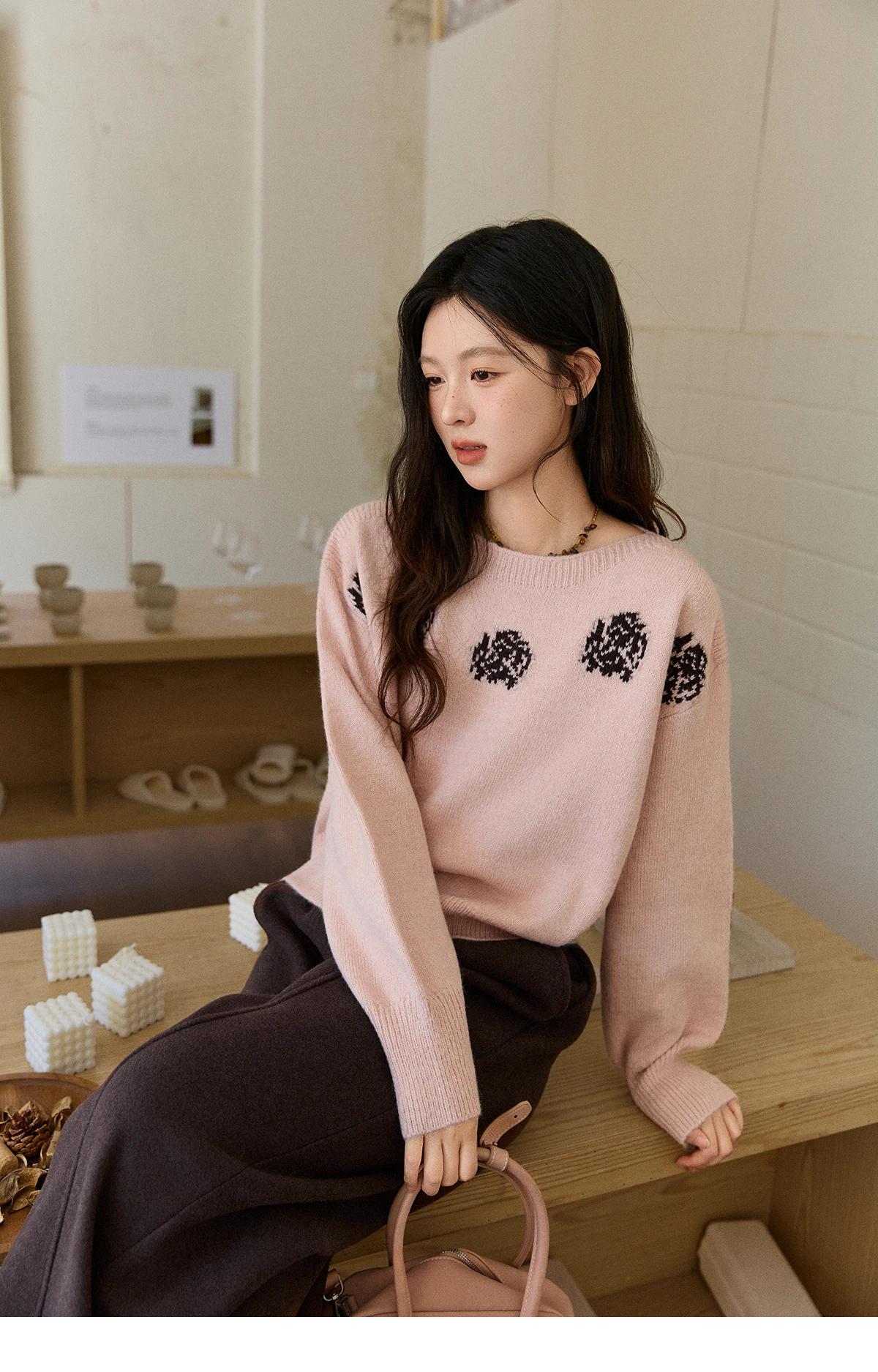 MISHOW High Waist Wide Leg Pants for Women 2025 Winter Casual Loose Thick Fleece Warm Knit Pants Straight Trousers MXE92K1127