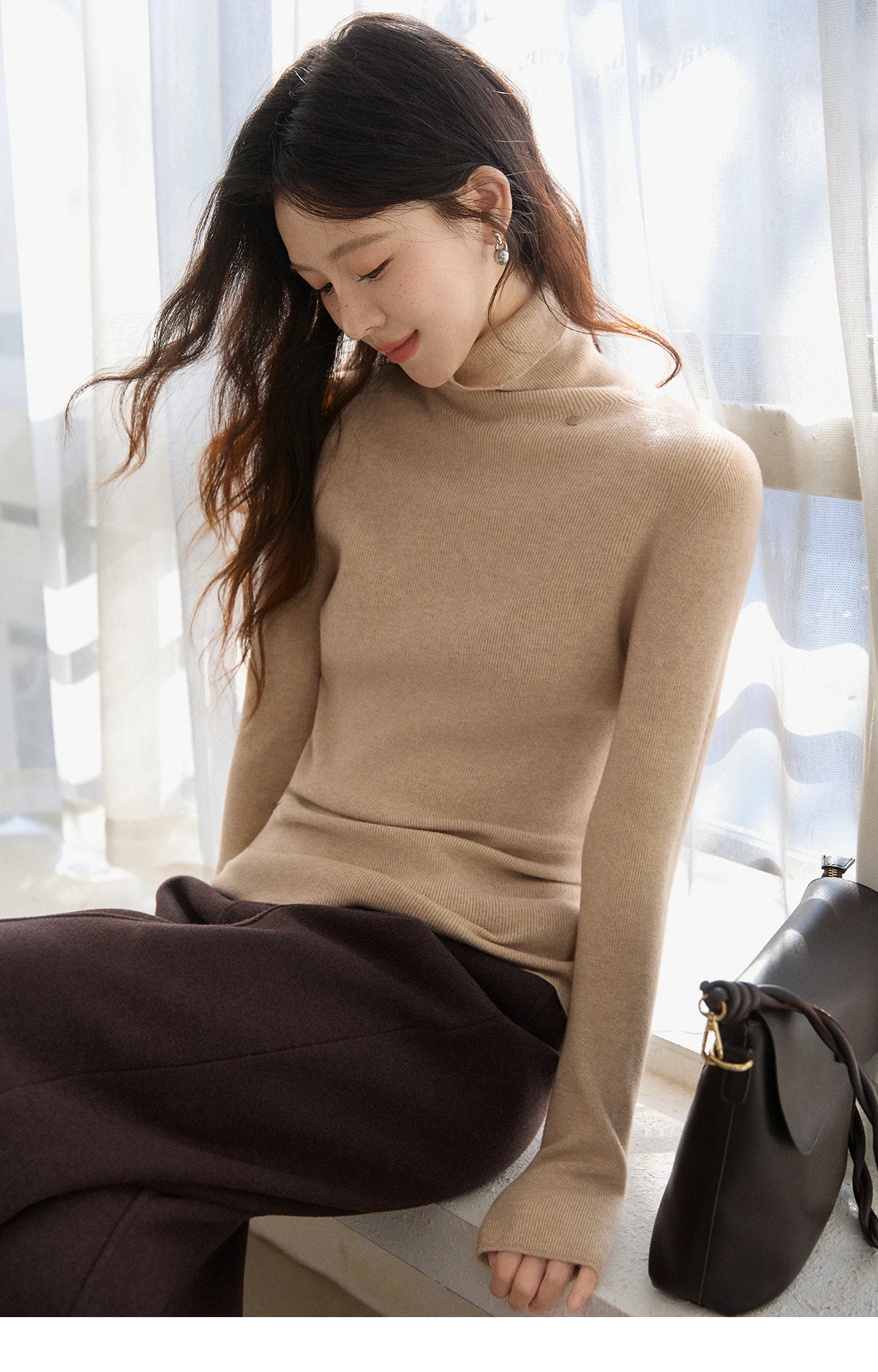 MISHOW High Waist Wide Leg Pants for Women 2025 Winter Casual Loose Thick Fleece Warm Knit Pants Straight Trousers MXE92K1127