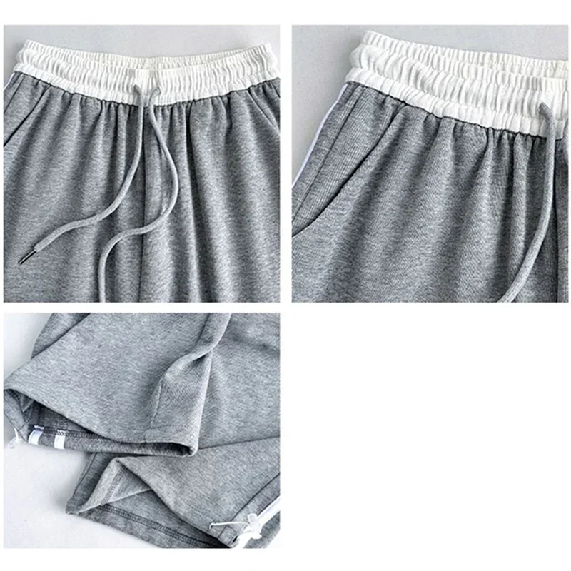 New Ins Fashion Girls Patchwork Sweatpants Lady High Waist Comfortable Baggy Trousers Female Korean Classic Wide Leg Pants