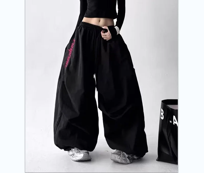 American Y2K Paratrooper Pants Women Hip Hop Oversize Loose High Waist Cargo Pant Harajuku Summer Retro Streetwear Bf Trousers