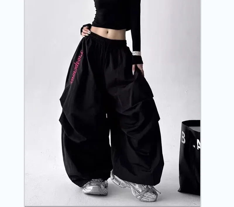 American Y2K Paratrooper Pants Women Hip Hop Oversize Loose High Waist Cargo Pant Harajuku Summer Retro Streetwear Bf Trousers