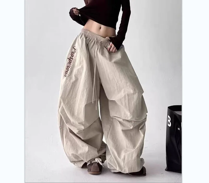 American Y2K Paratrooper Pants Women Hip Hop Oversize Loose High Waist Cargo Pant Harajuku Summer Retro Streetwear Bf Trousers