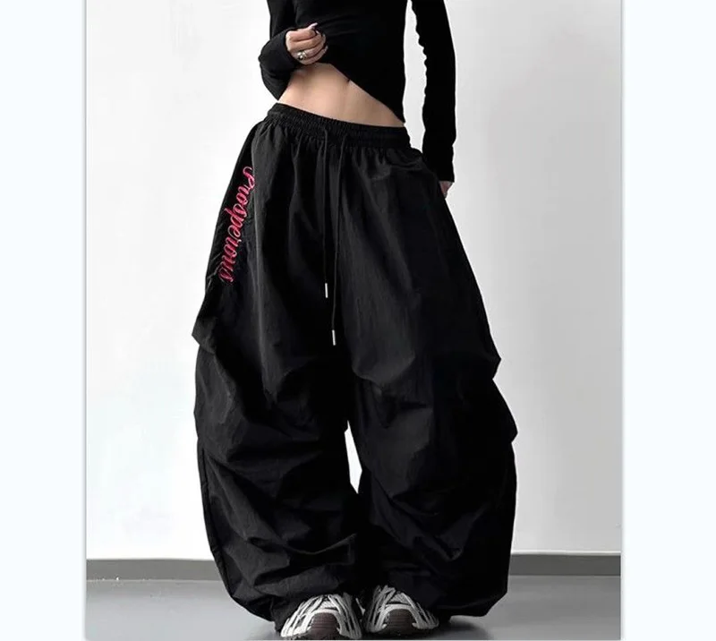 American Y2K Paratrooper Pants Women Hip Hop Oversize Loose High Waist Cargo Pant Harajuku Summer Retro Streetwear Bf Trousers