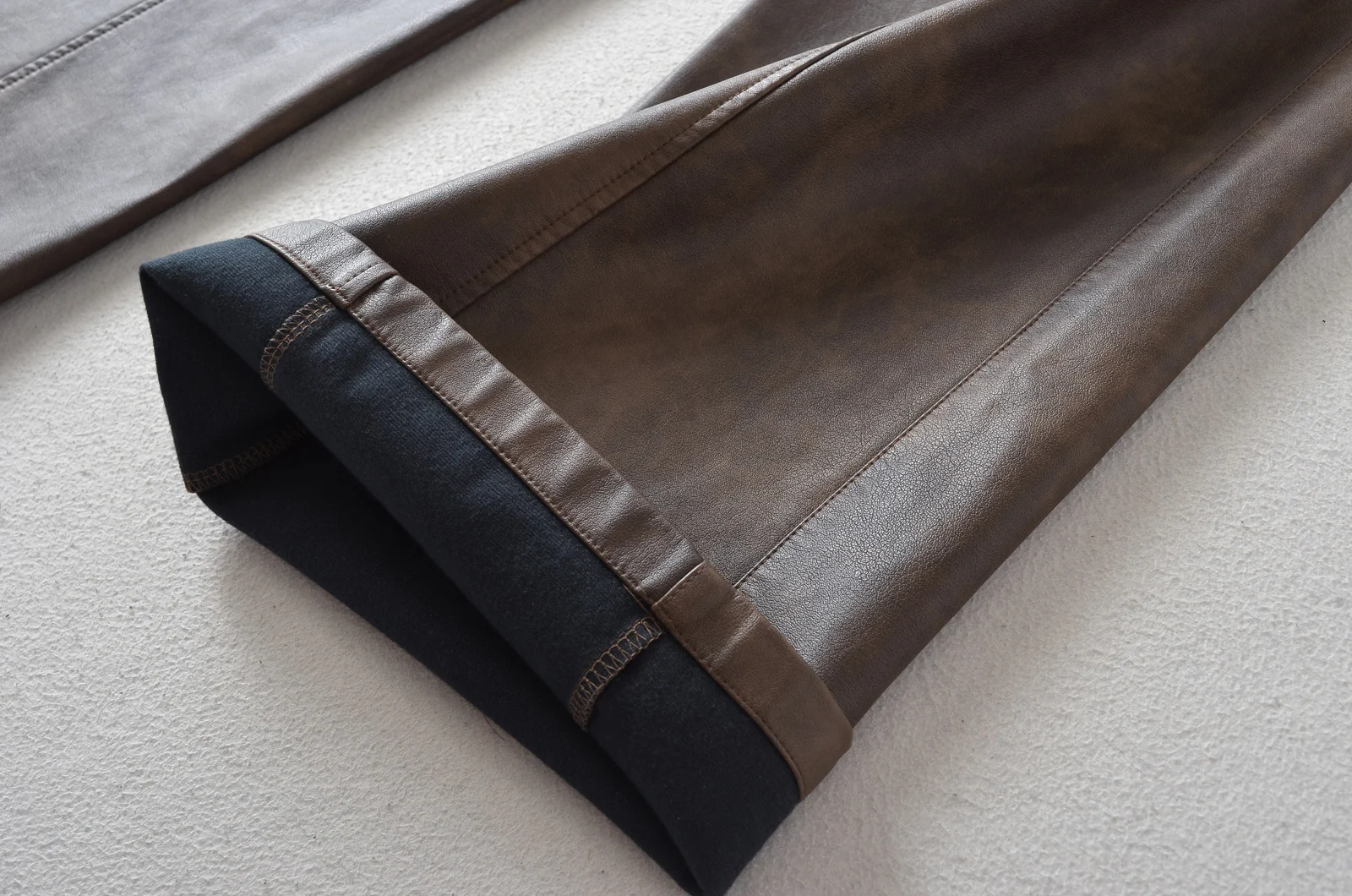 American Retro Washing Color Brown Wide Leg PU Leather Pants Woman High Waist Loose Long Straight Trousers Casual Bottom