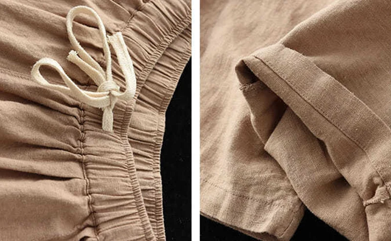 Lucyever 2025 Spring Summer Cotton Linen Pants Women Solid Color Casual Ankle-length Pant Woman Lace-up Waist Loose Trousers
