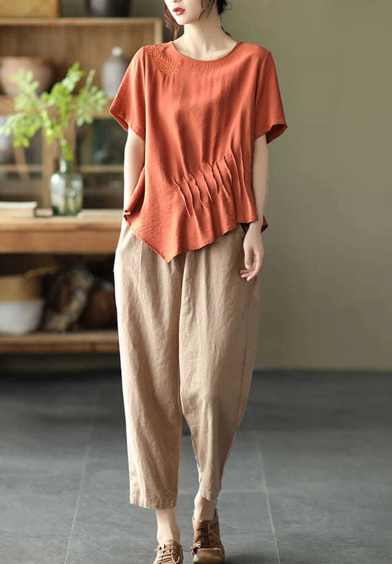 Lucyever 2025 Spring Summer Cotton Linen Pants Women Solid Color Casual Ankle-length Pant Woman Lace-up Waist Loose Trousers