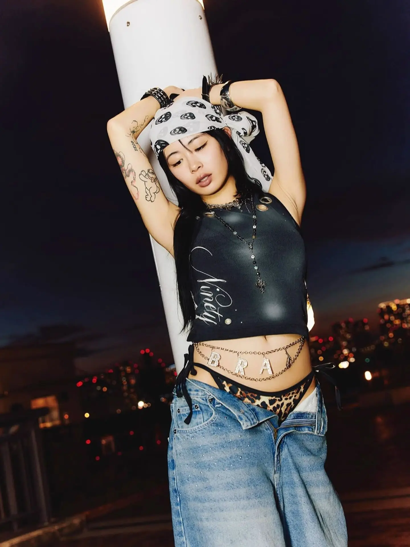 Trendy and Fashionable Harajuku Retro High Street Angel Wing Rhinestone Embroidery Millennium Straight-Leg Loose Denim Trousers