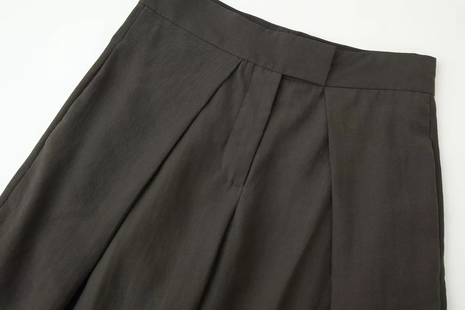 BSAY Pleated Pants for Women Fashion Autumn Winter New Solid Color Chic Female Elastic High Waist Wide Leg Trousers Mujer