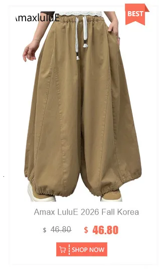 Amax LuluE Designer Womens Autumn Fashion Corduroy Harem Pants 2025 Ladies Leisure Vintage Elastic Waist Solid Fitness Trousers