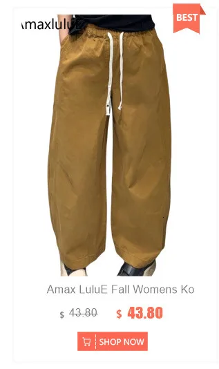 Amax LuluE Designer Womens Autumn Fashion Corduroy Harem Pants 2025 Ladies Leisure Vintage Elastic Waist Solid Fitness Trousers