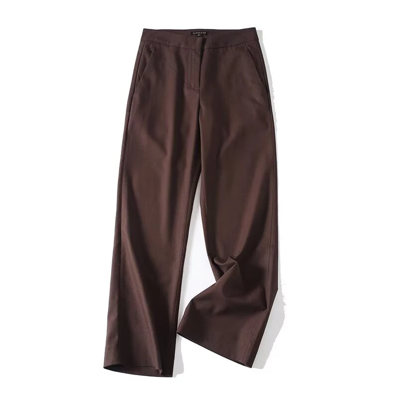 YENKYE 2026 New Minimalist Solid Straight Pants Women High Waist Office Business Casual Trousers