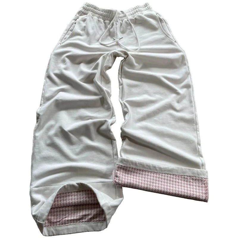 2000s Europe America Autumn Winter Fashion Punk Hip Hop Straight Trousers INS Plaid Vintage Rock Loose Women Casual Sports pants