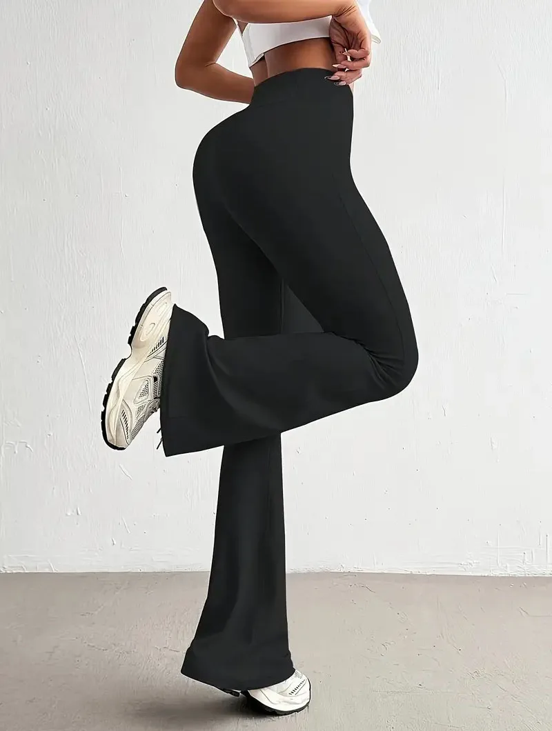 Ultra-Thick Lambswool Warm Leggings Woman Lift Hips High Waist Slim Wide Leg Tights Female Winter Thermal Black Flared Pants