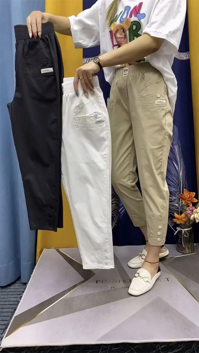 Korean New Fashion Thin Cotton And linen Harun Pants Women Spring Summer  High Waist  All-Match Casual Pants Female Trousers