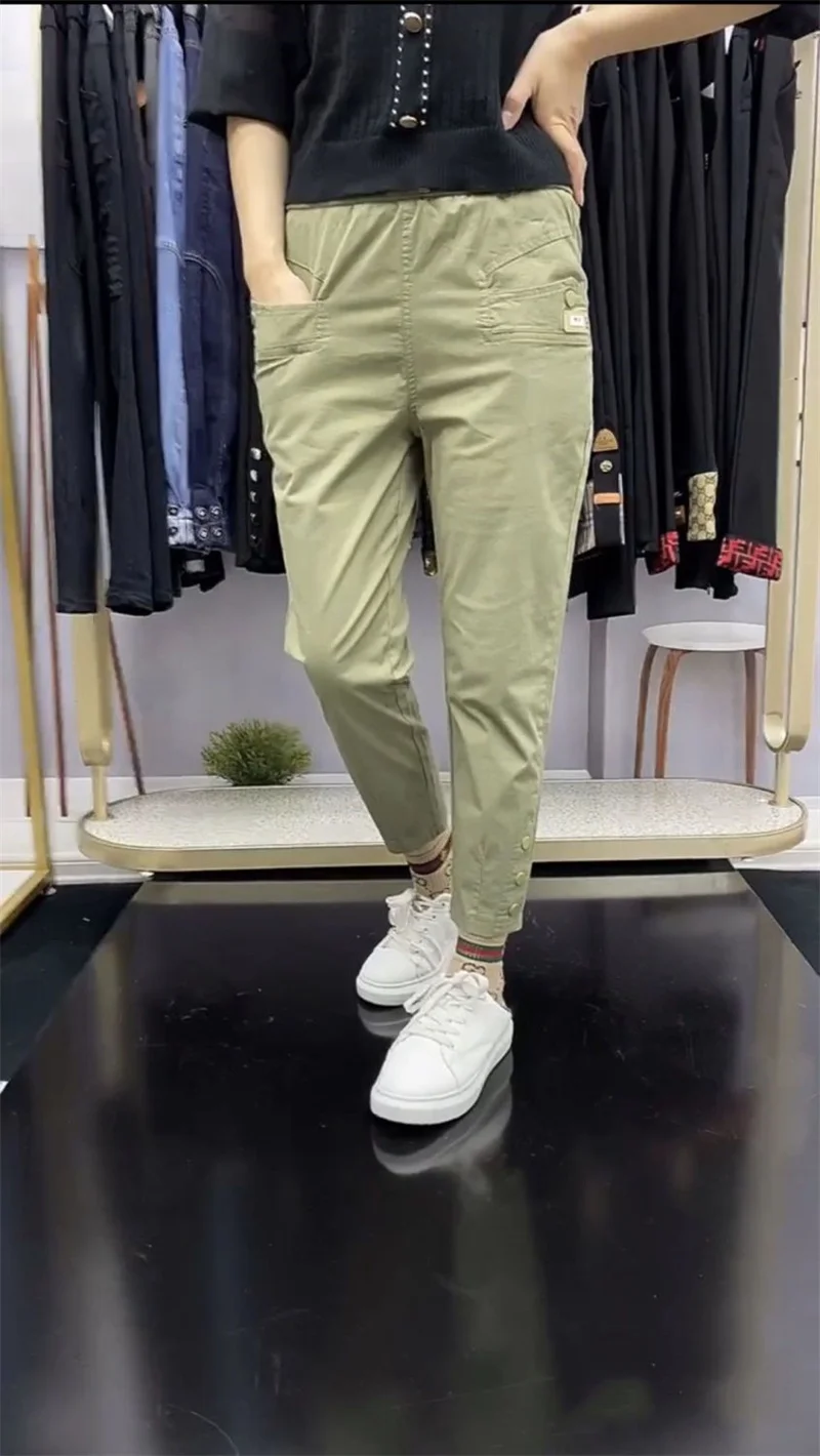 Korean New Fashion Thin Cotton And linen Harun Pants Women Spring Summer  High Waist  All-Match Casual Pants Female Trousers