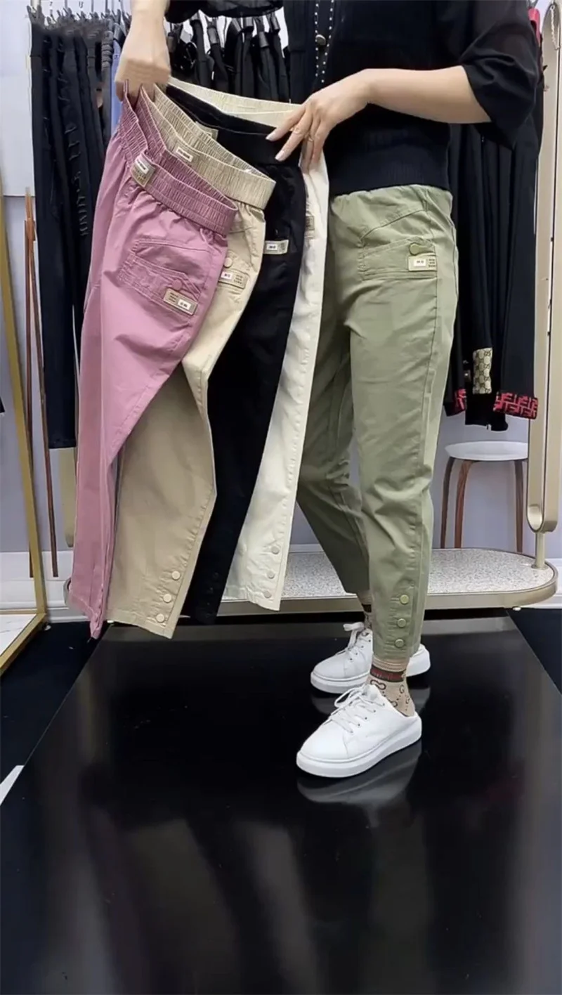 Korean New Fashion Thin Cotton And linen Harun Pants Women Spring Summer  High Waist  All-Match Casual Pants Female Trousers