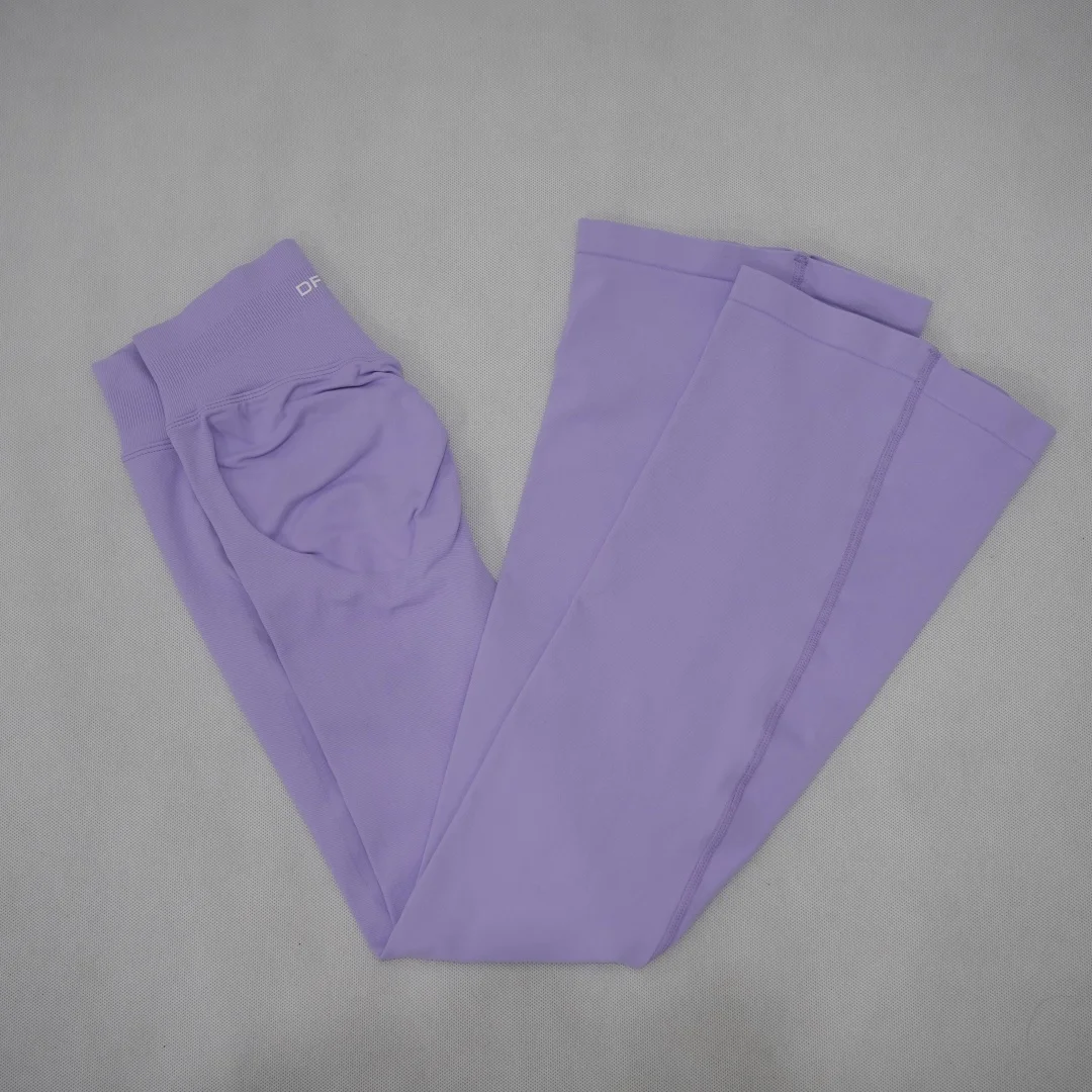 DF‑LOGO Women Seamless Flare Yoga Pants Quick Dry Breathable Butt Lifting Flared Leggings for Gym Pilates Workout Fitness