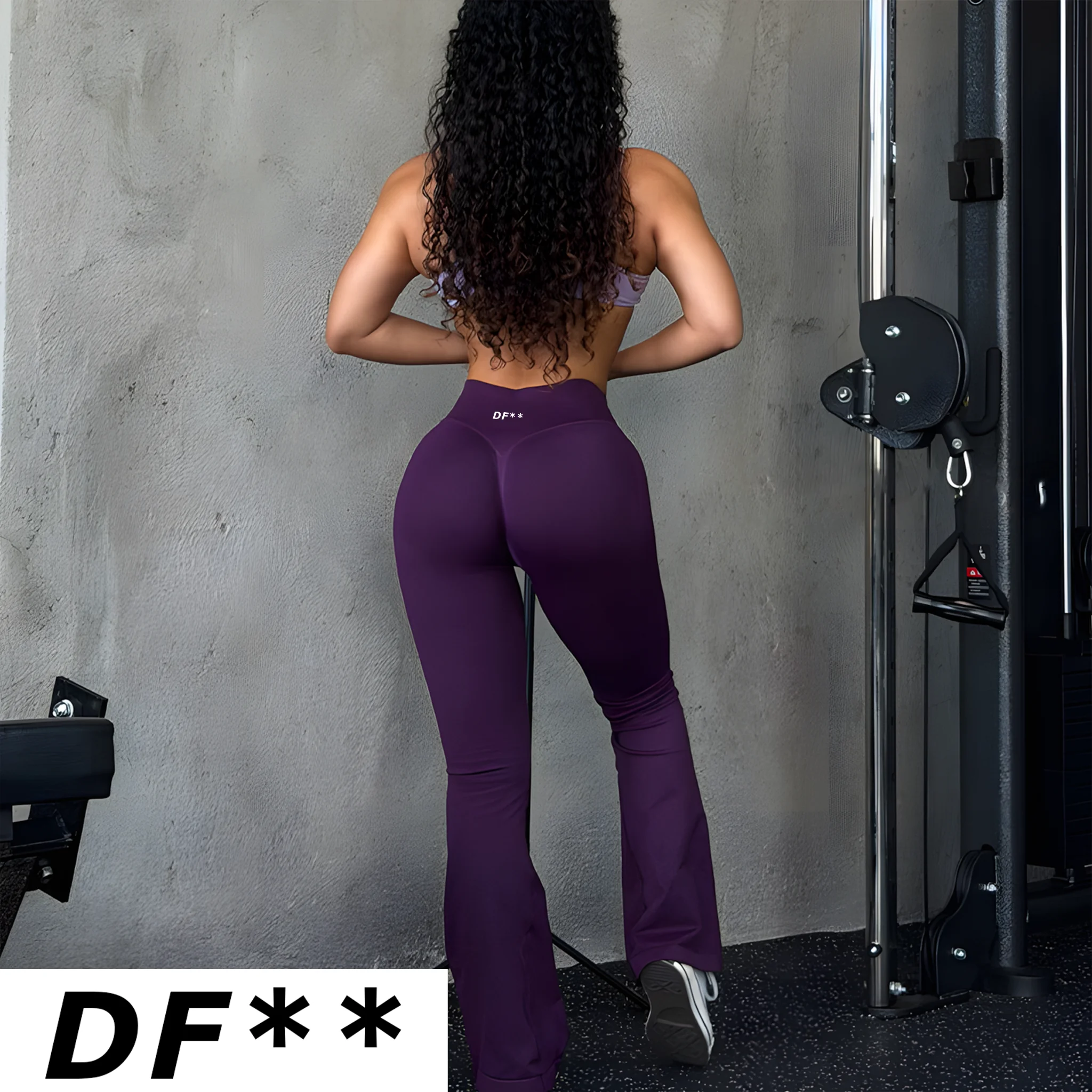 DF‑LOGO Women Seamless Flare Yoga Pants Quick Dry Breathable Butt Lifting Flared Leggings for Gym Pilates Workout Fitness