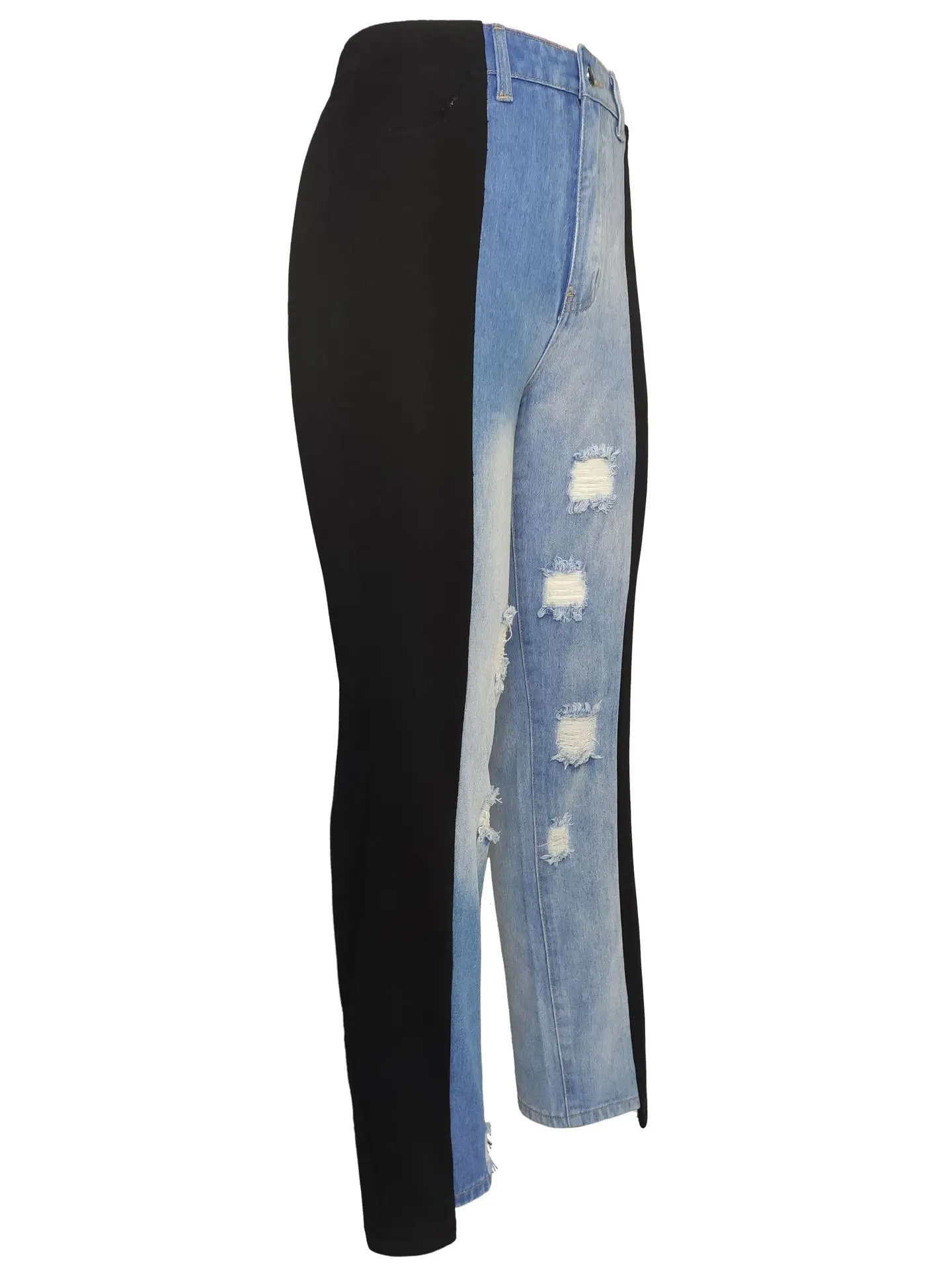 Women Denim Pant Jeans Long Pants Hole Vintage Slim Fit High Waist Straight Trousers Y2k Streetwear Elegant Work Casual 2026