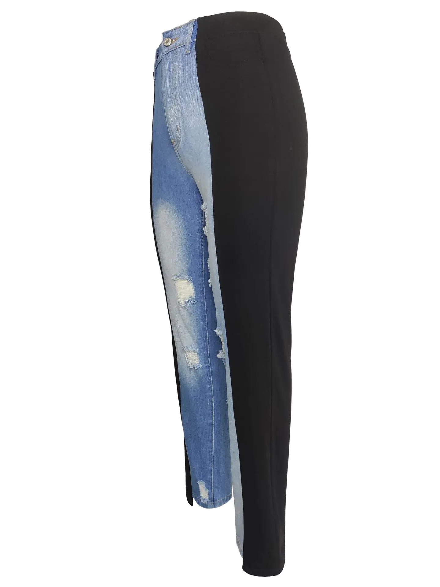 Women Denim Pant Jeans Long Pants Hole Vintage Slim Fit High Waist Straight Trousers Y2k Streetwear Elegant Work Casual 2026