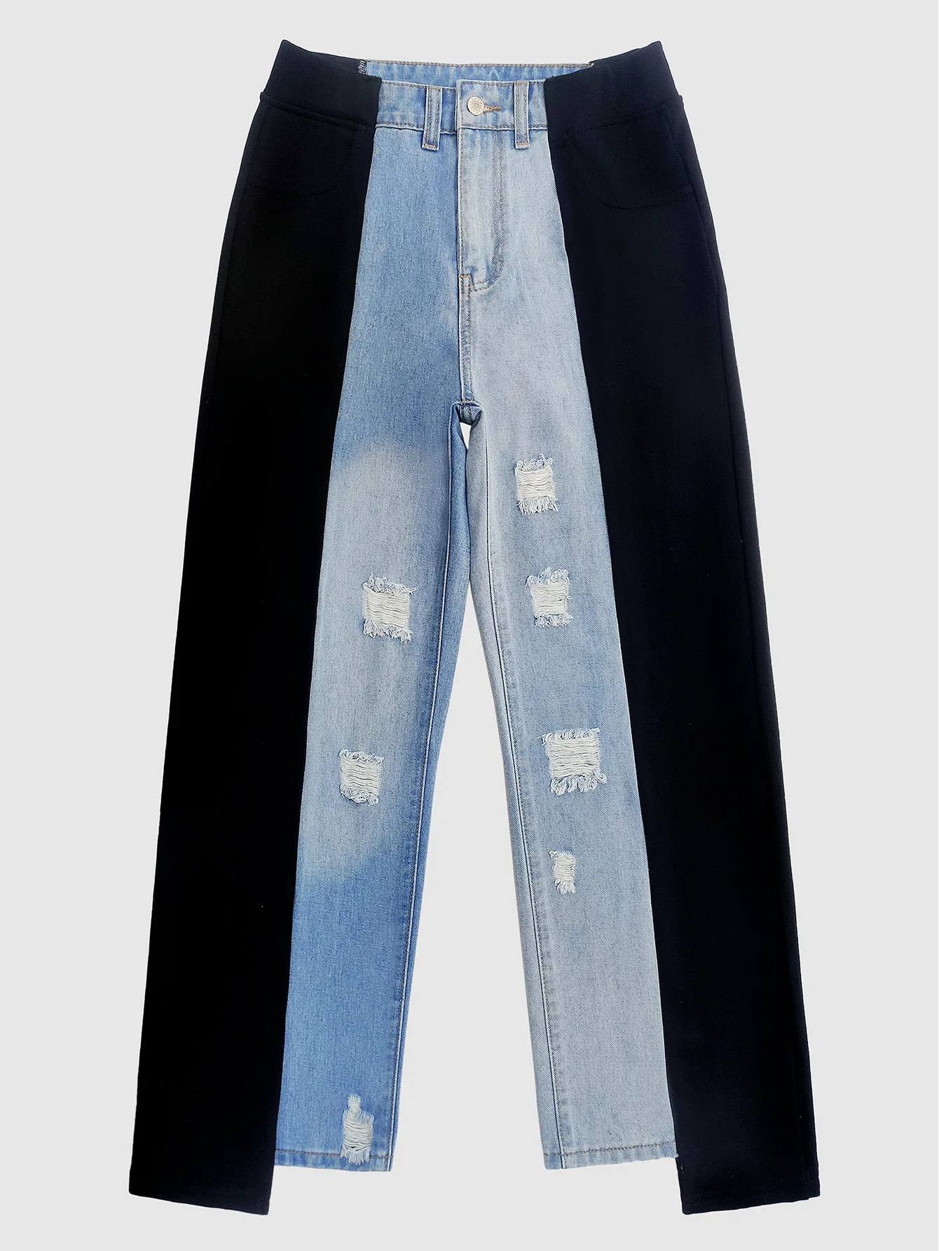 Women Denim Pant Jeans Long Pants Hole Vintage Slim Fit High Waist Straight Trousers Y2k Streetwear Elegant Work Casual 2026