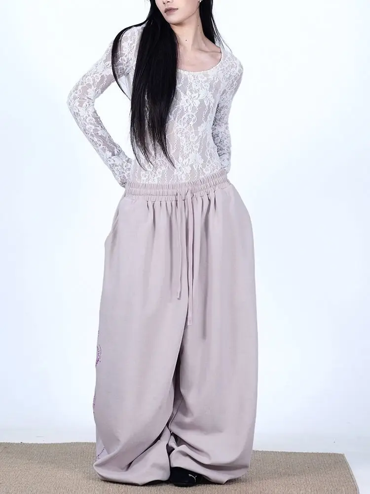 Women Y2K Snake Rhinestone Wide Leg Pants Loose Baggy High Waist Sweatpants with Sparkly Serpent Print Street Dance Casual Wear