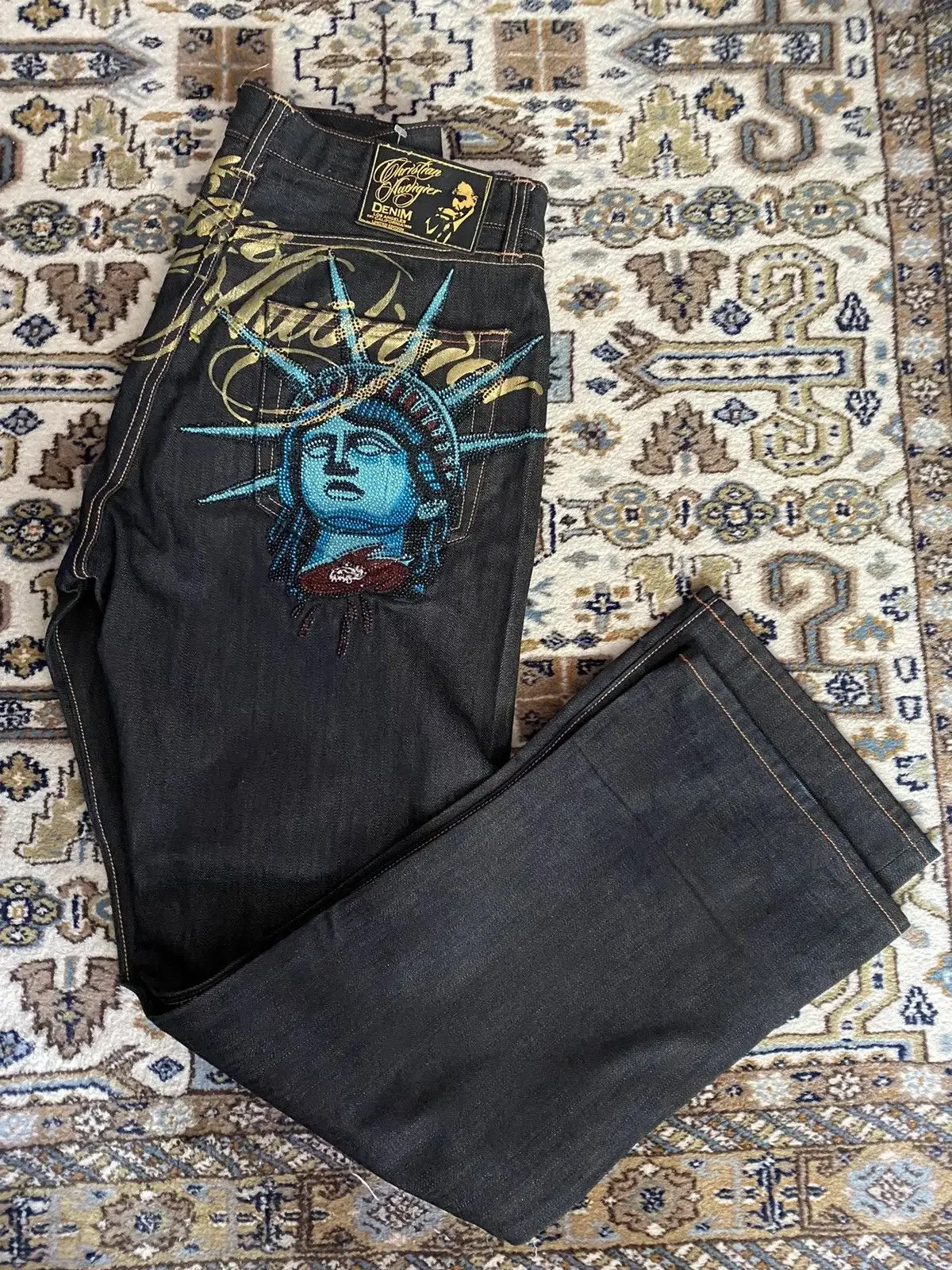Y2k Retro Hip Hop Skull Embroidery Jeans Casual Denim Pants Straight Wide Leg Jeans Harajuku Gothic Pants Women Clothing