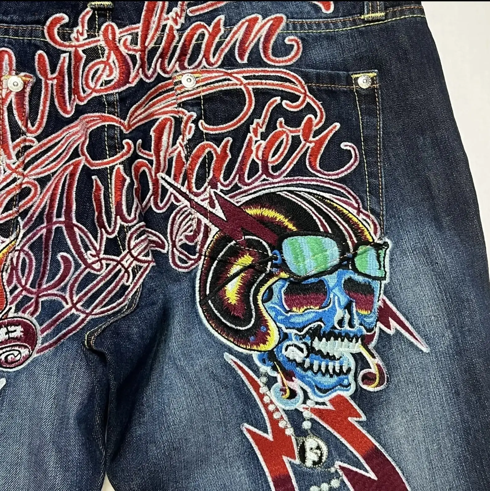 Y2k Retro Hip Hop Skull Embroidery Jeans Casual Denim Pants Straight Wide Leg Jeans Harajuku Gothic Pants Women Clothing