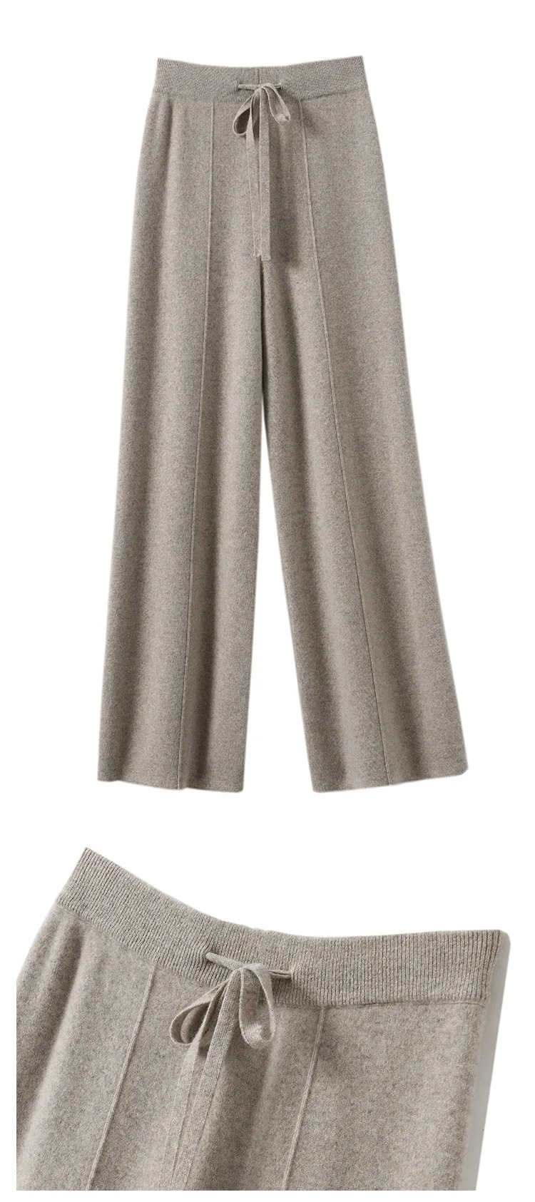 Light Luxury Cashmere Knit Wide Leg Pants Autumn and Winter Women's Fashion Loose Fit Plush Simple Casual Woolen Knit  Pants