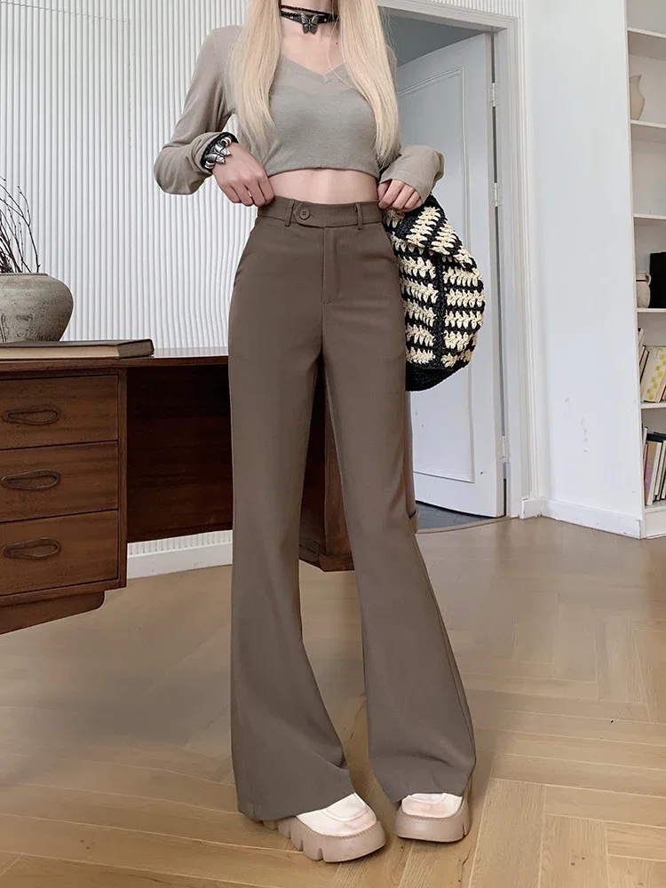 Summer Casual Wide Leg Pants Women's High Waist Long Trousers Draping Feel Good Fit Slimming Effect Business Sle Commute