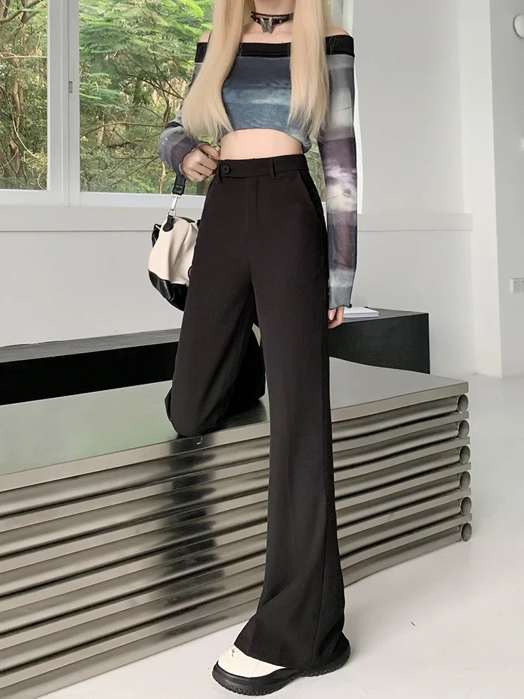 Summer Casual Wide Leg Pants Women's High Waist Long Trousers Draping Feel Good Fit Slimming Effect Business Sle Commute