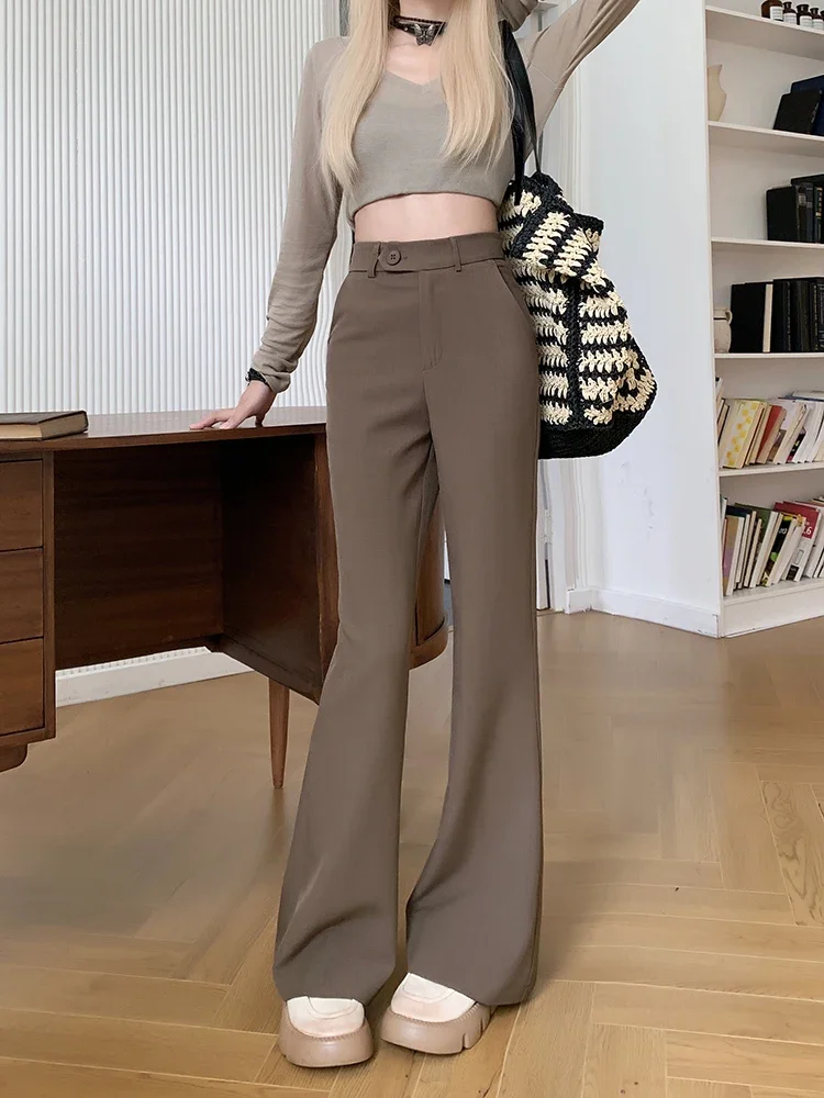 Summer Casual Wide Leg Pants Women's High Waist Long Trousers Draping Feel Good Fit Slimming Effect Business Sle Commute