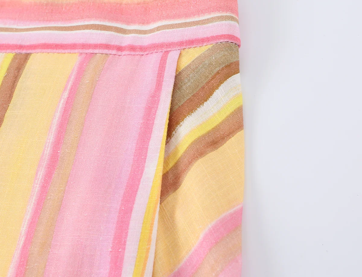 HH Women's Elegant Colorful Striped Wide Leg Pants 2026 Summer Autumn Fashion Female Low-Waisted Baggy Streetwear Trousers