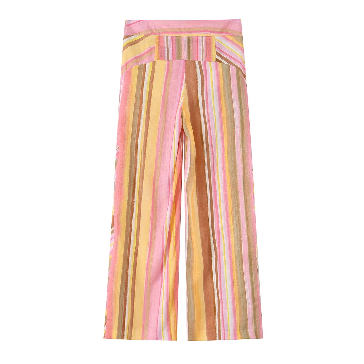 HH Women's Elegant Colorful Striped Wide Leg Pants 2026 Summer Autumn Fashion Female Low-Waisted Baggy Streetwear Trousers