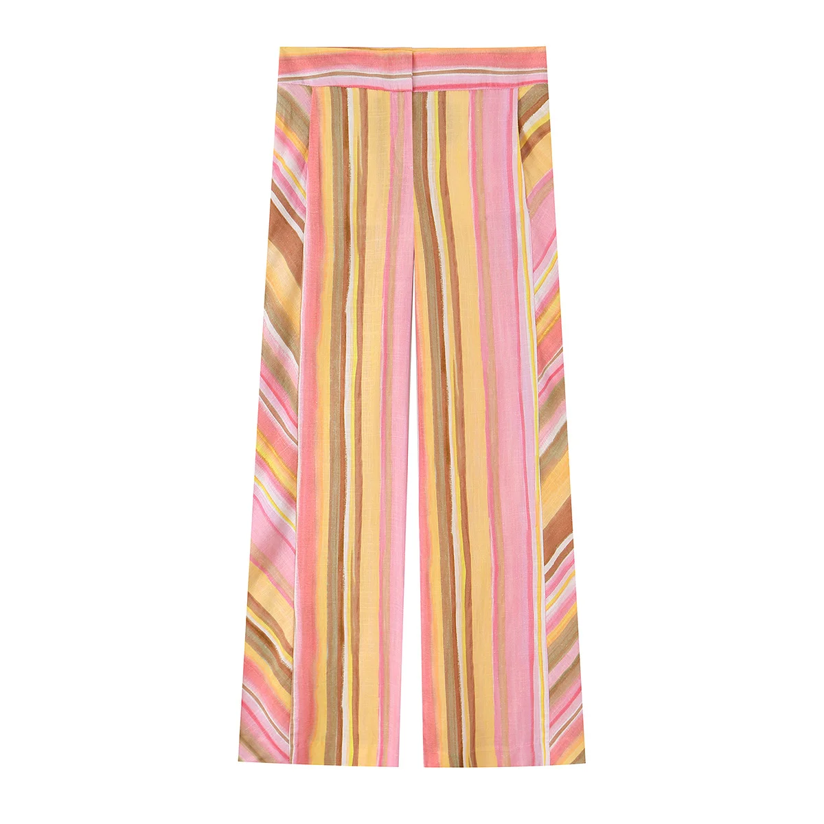 HH Women's Elegant Colorful Striped Wide Leg Pants 2026 Summer Autumn Fashion Female Low-Waisted Baggy Streetwear Trousers