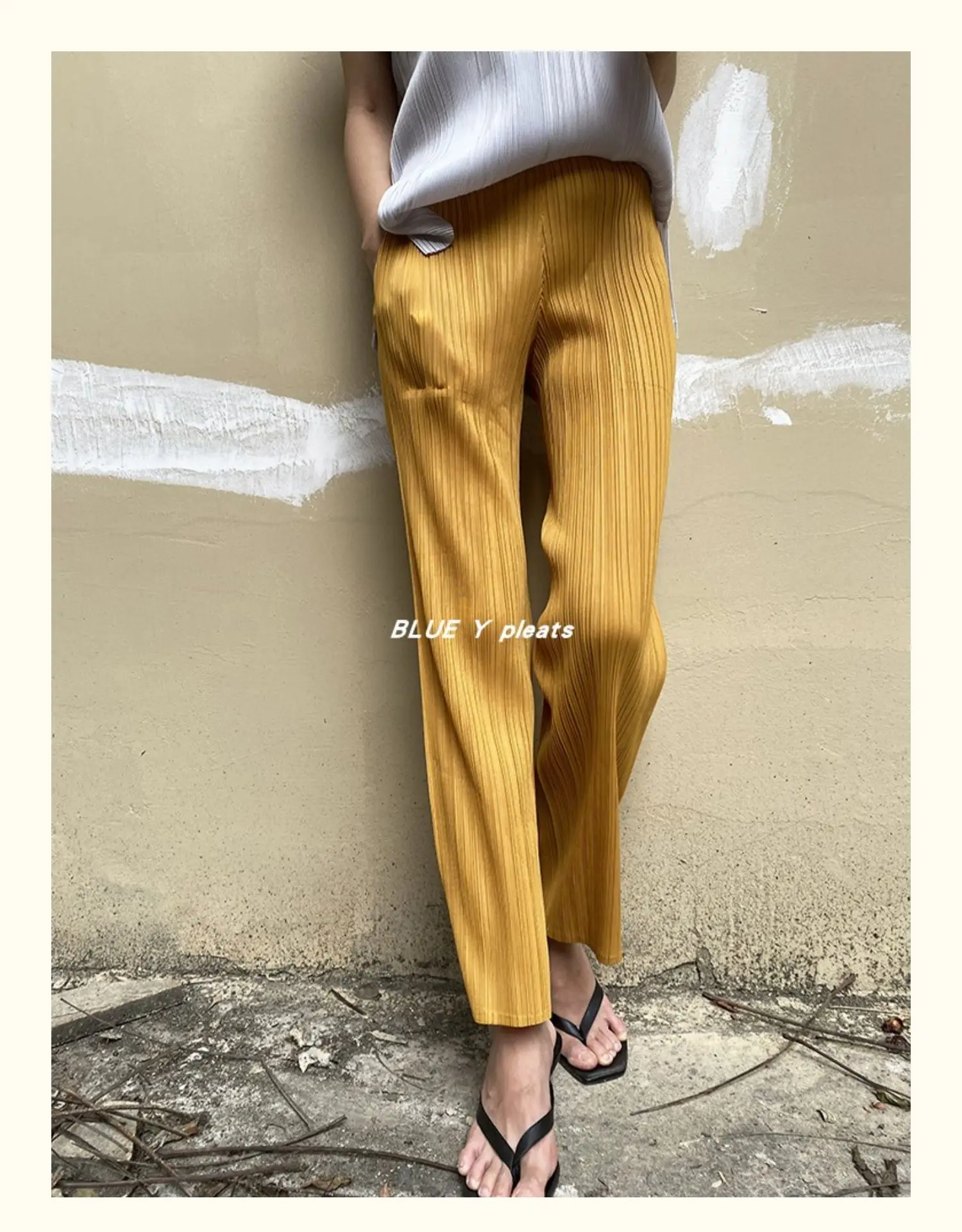 Miyake Pleated Pants Women Clothes New Color Korean Fashion High Waist Elegant Casual Classic Basic Pocket Straight Pants