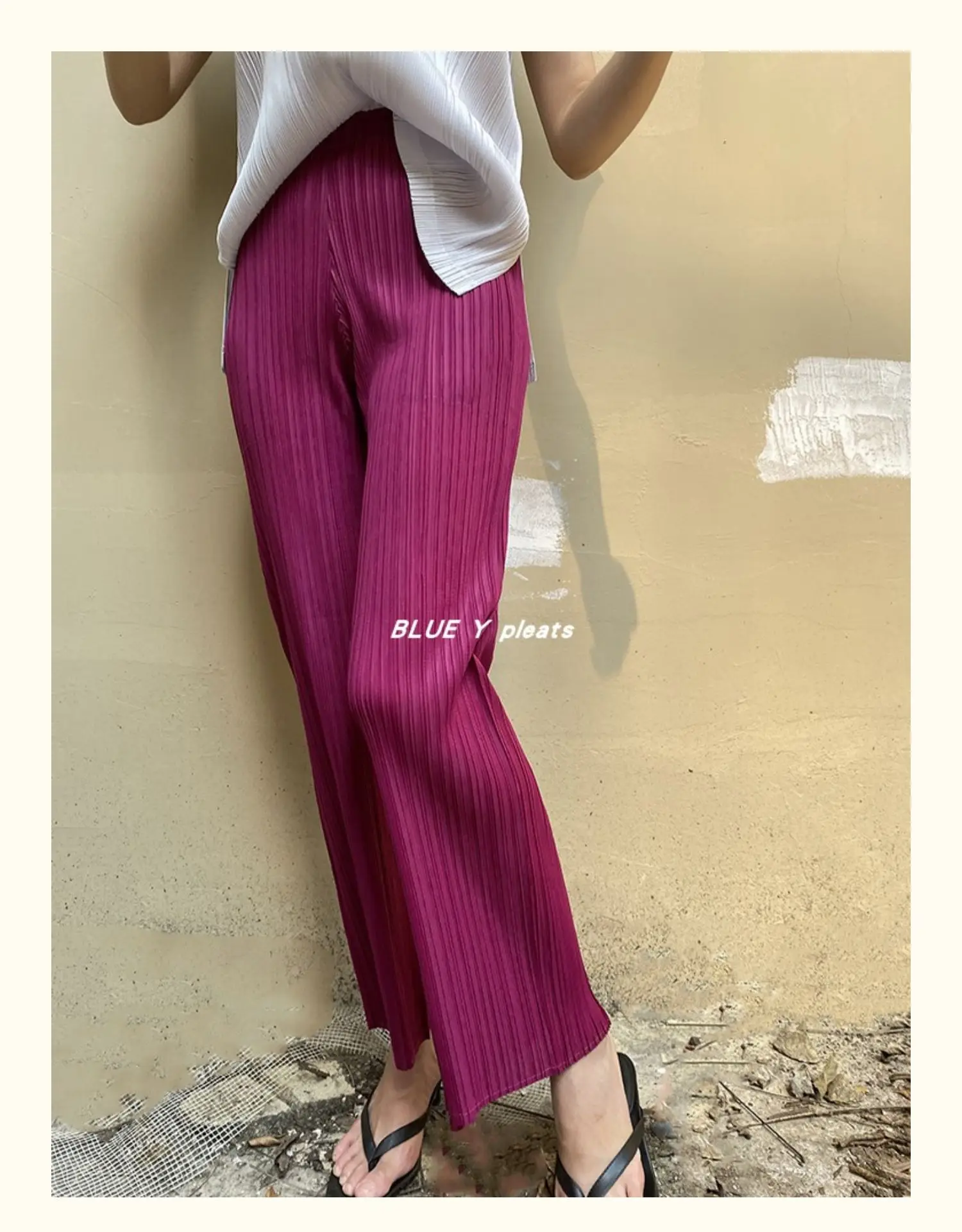 Miyake Pleated Pants Women Clothes New Color Korean Fashion High Waist Elegant Casual Classic Basic Pocket Straight Pants