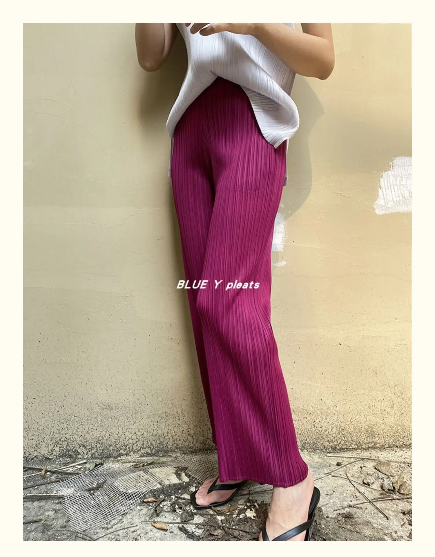 Miyake Pleated Pants Women Clothes New Color Korean Fashion High Waist Elegant Casual Classic Basic Pocket Straight Pants