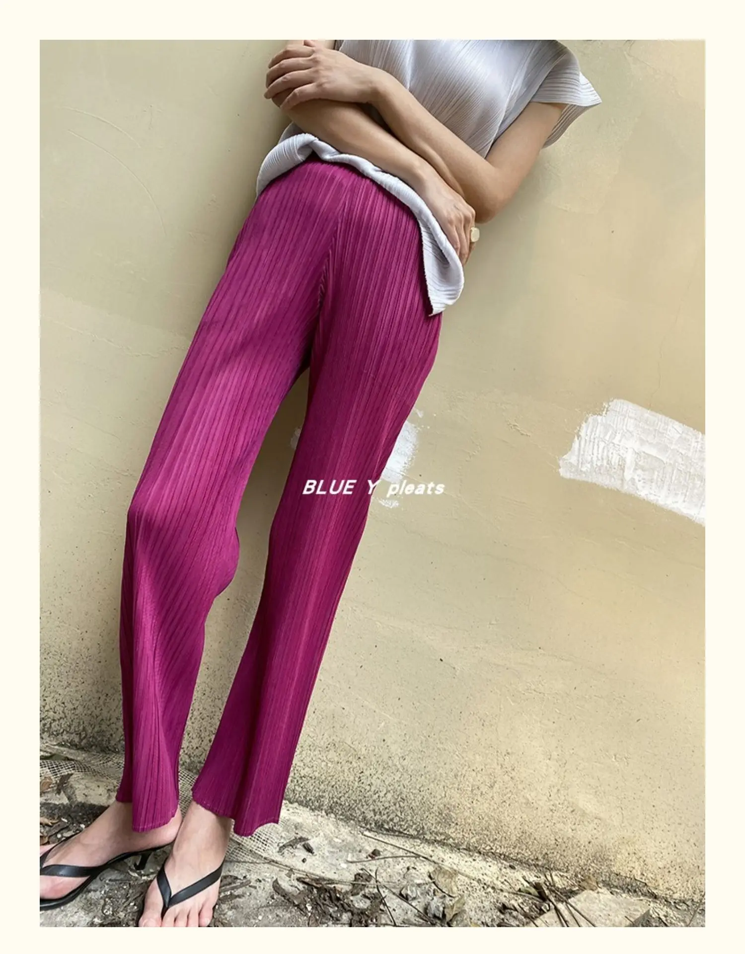 Miyake Pleated Pants Women Clothes New Color Korean Fashion High Waist Elegant Casual Classic Basic Pocket Straight Pants