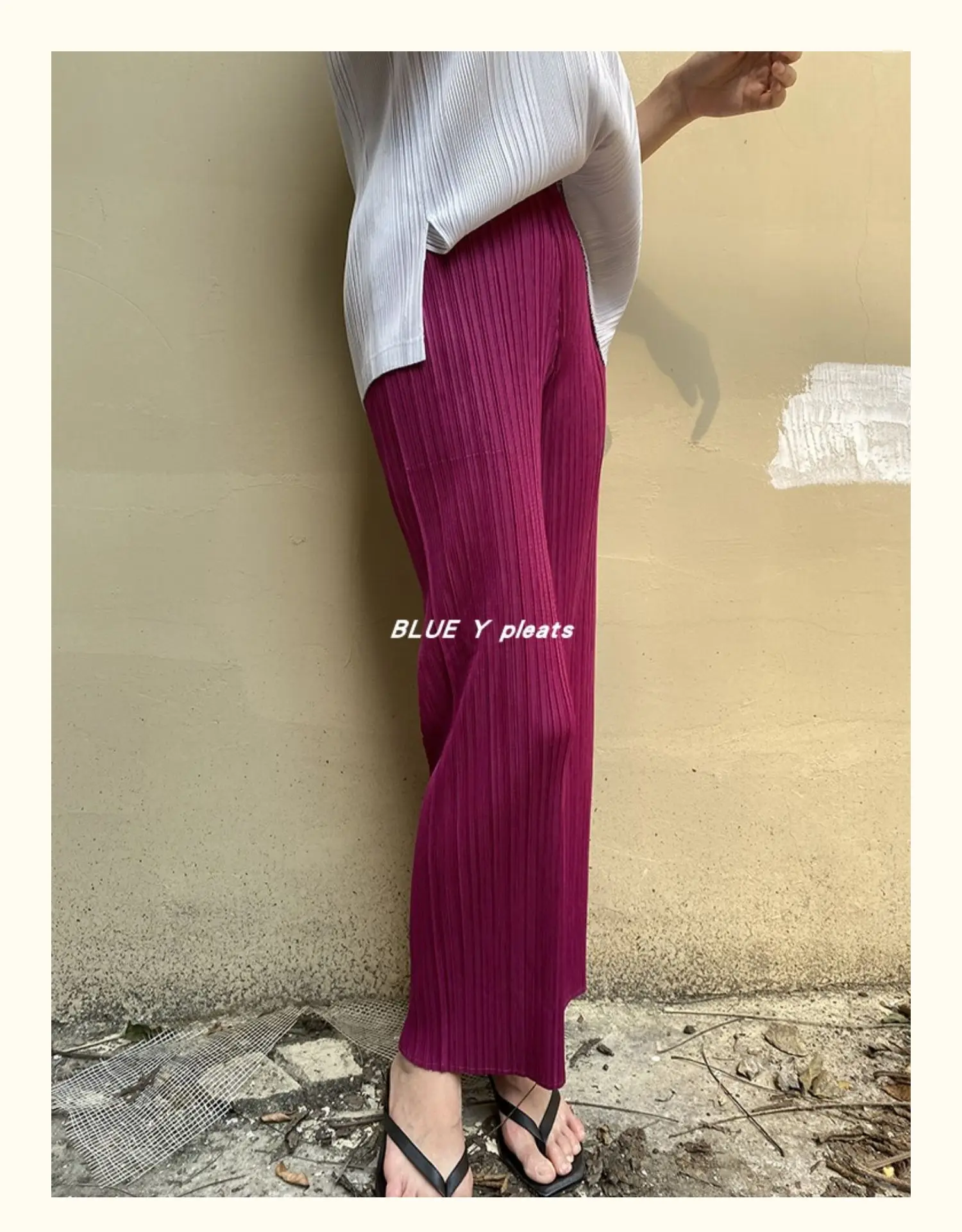 Miyake Pleated Pants Women Clothes New Color Korean Fashion High Waist Elegant Casual Classic Basic Pocket Straight Pants