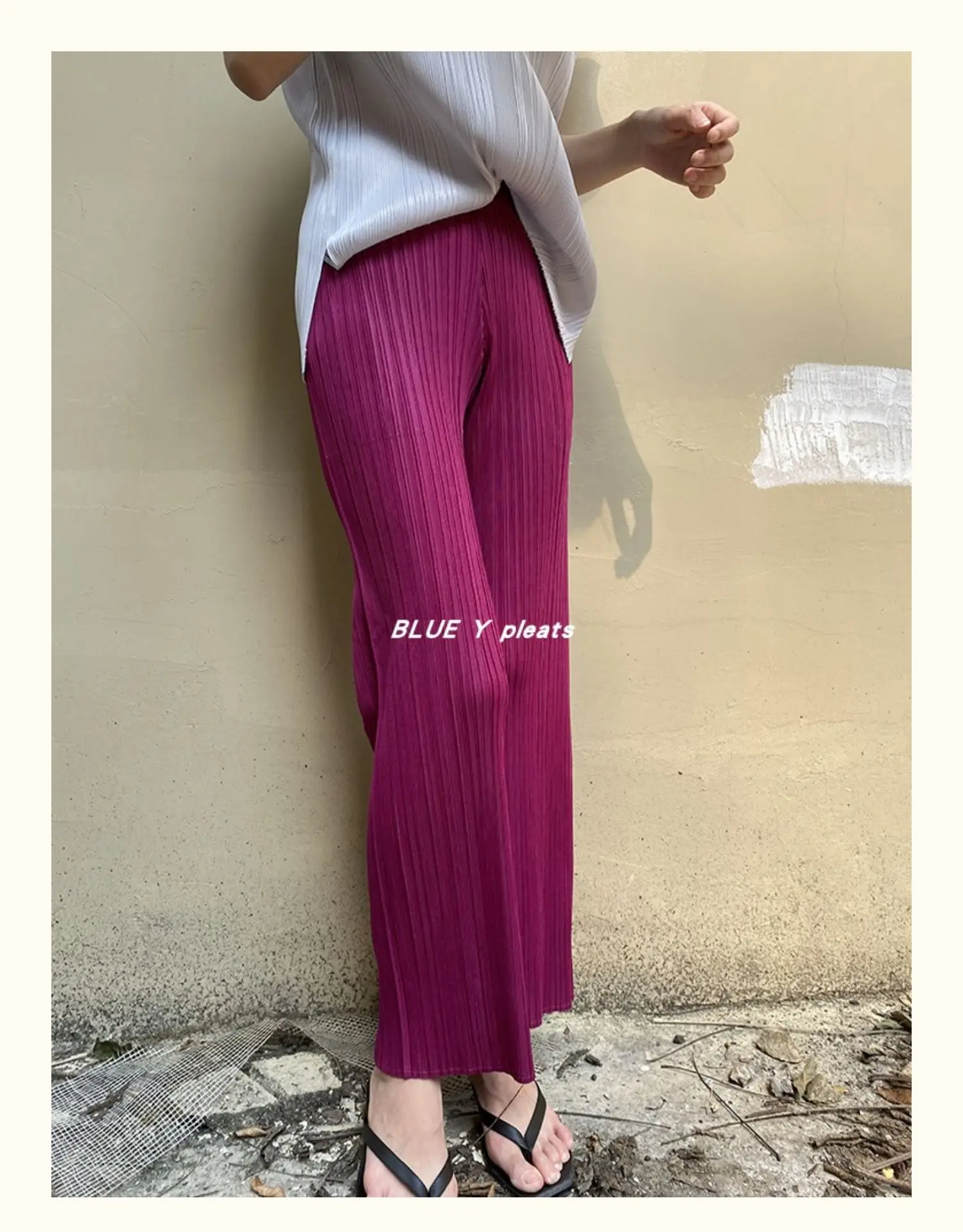 Miyake Pleated Pants Women Clothes New Color Korean Fashion High Waist Elegant Casual Classic Basic Pocket Straight Pants