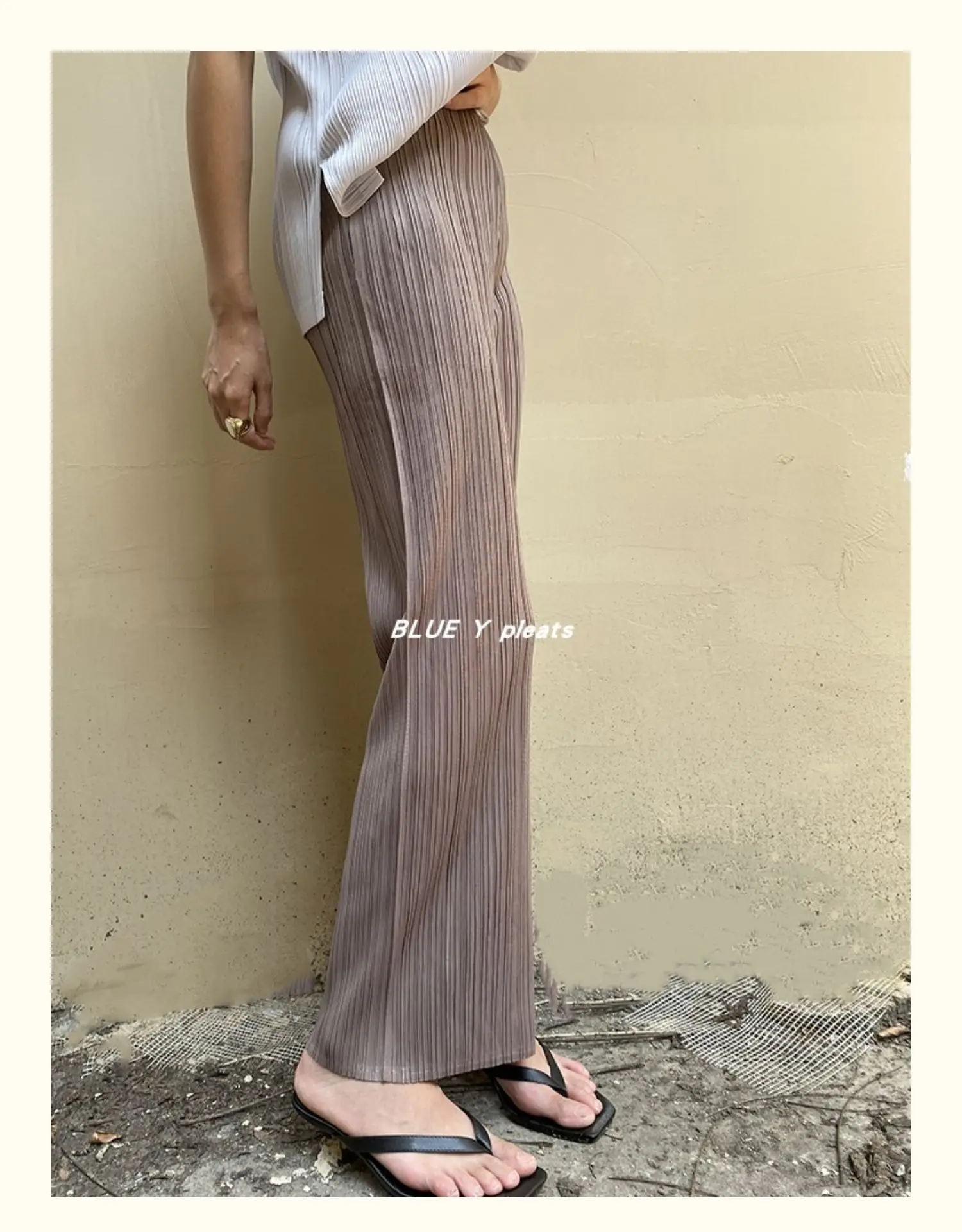 Miyake Pleated Pants Women Clothes New Color Korean Fashion High Waist Elegant Casual Classic Basic Pocket Straight Pants