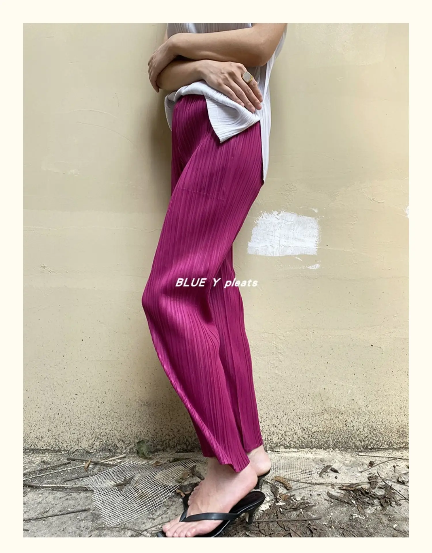 Miyake Pleated Pants Women Clothes New Color Korean Fashion High Waist Elegant Casual Classic Basic Pocket Straight Pants