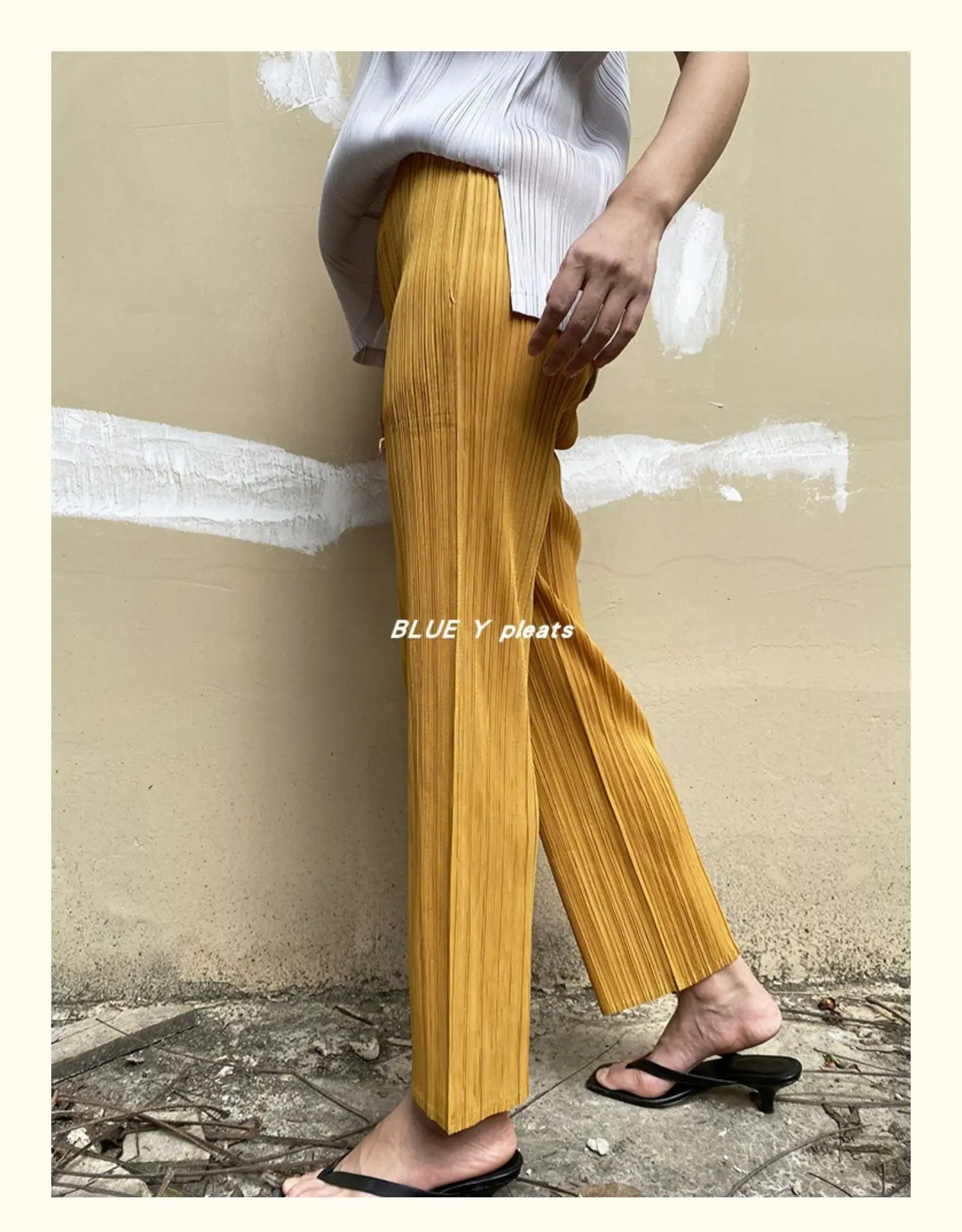 Miyake Pleated Pants Women Clothes New Color Korean Fashion High Waist Elegant Casual Classic Basic Pocket Straight Pants
