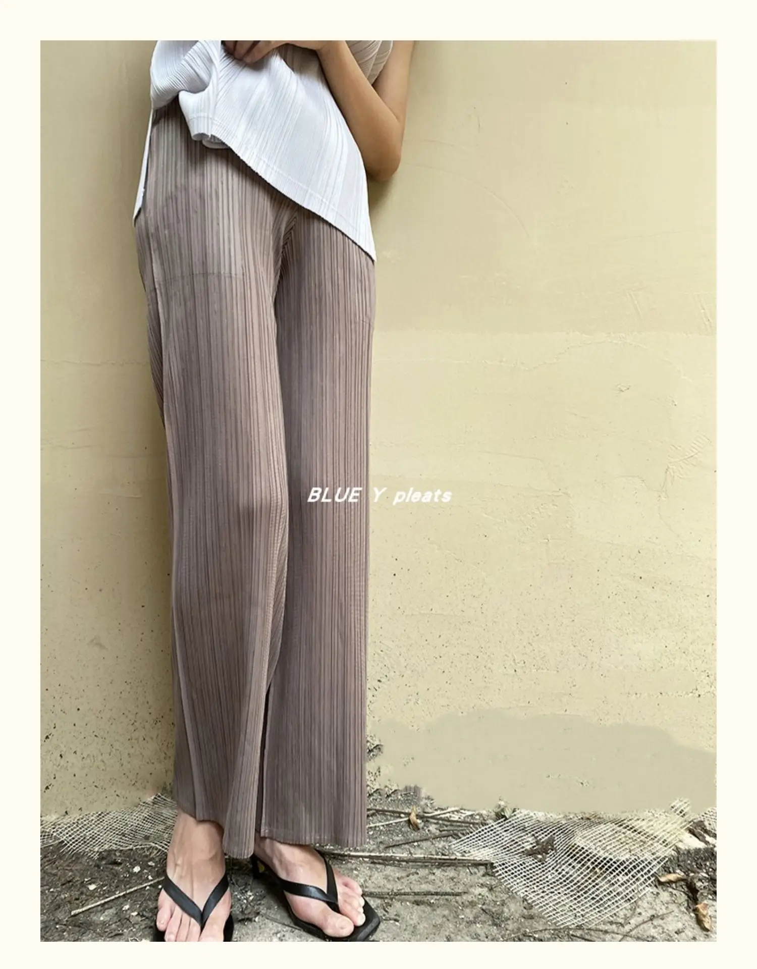 Miyake Pleated Pants Women Clothes New Color Korean Fashion High Waist Elegant Casual Classic Basic Pocket Straight Pants