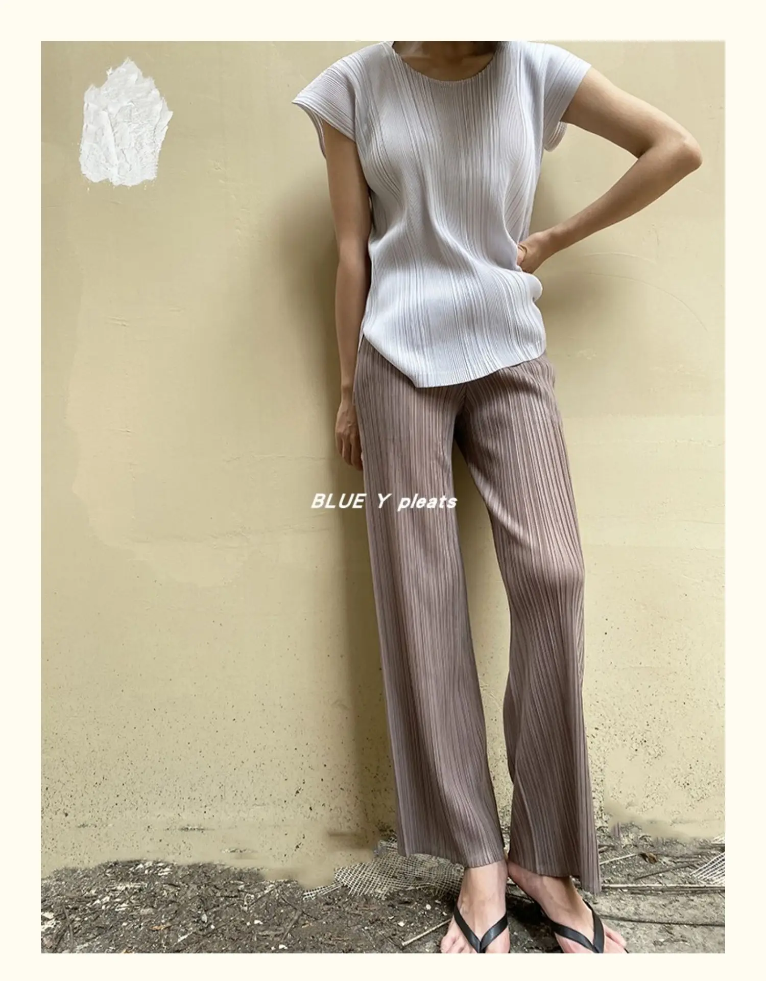 Miyake Pleated Pants Women Clothes New Color Korean Fashion High Waist Elegant Casual Classic Basic Pocket Straight Pants