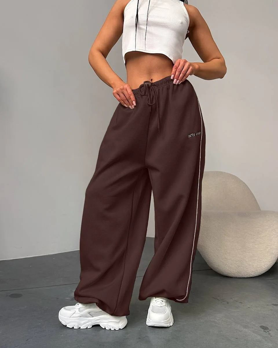 Wide Leg Sports Pants Women Spring Autumn Winter Loose Slimming Vertical Feel Straight Fashionable Harajuku Style Pants Y2K Emo