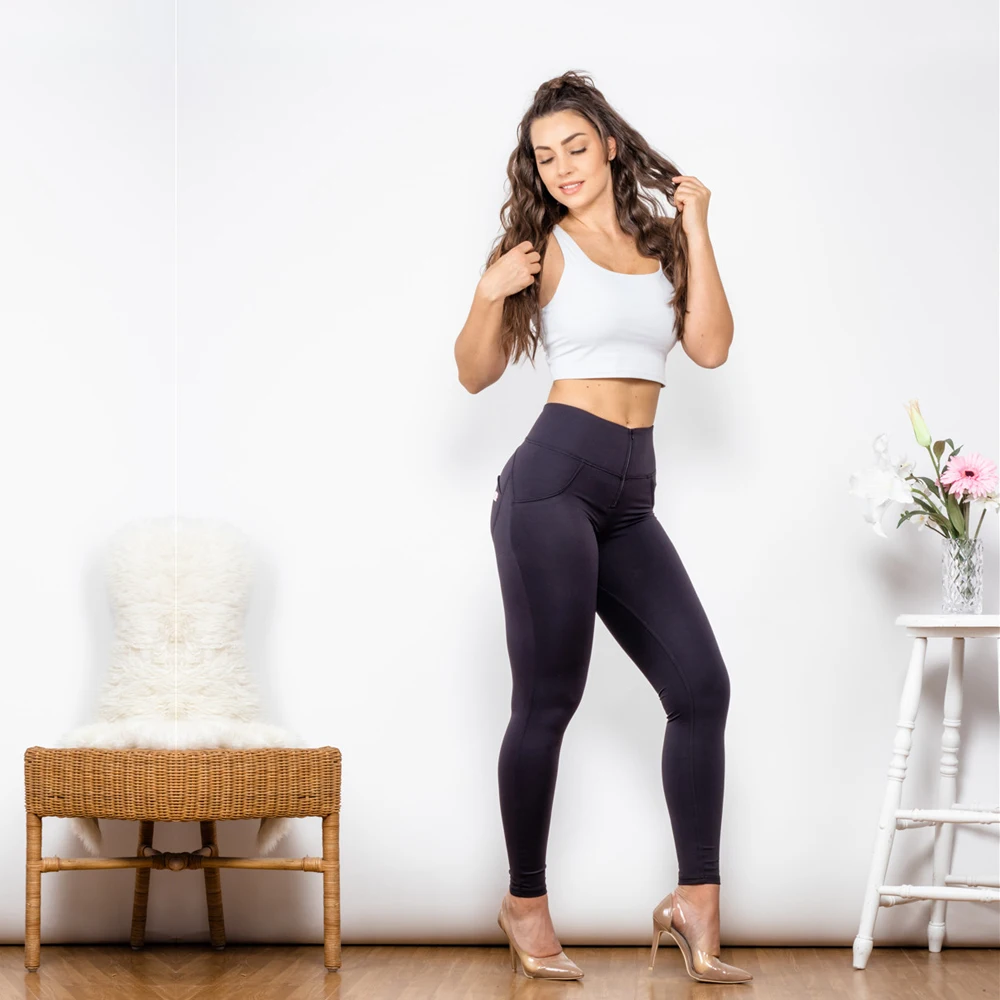 Shascullfites Melody Push Up Leggings Sports Four Ways Stretchable Black High Waist Super Skinny Femme Butt Lifting Leggings